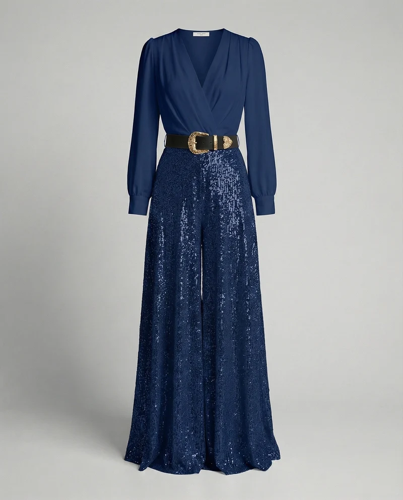 Elegante Pailletten MischgewNord Taschene Gala-Ensemble