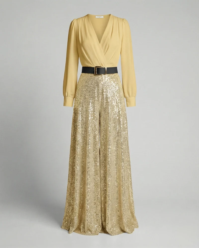 Elegante Pailletten MischgewNord Taschene Gala-Ensemble