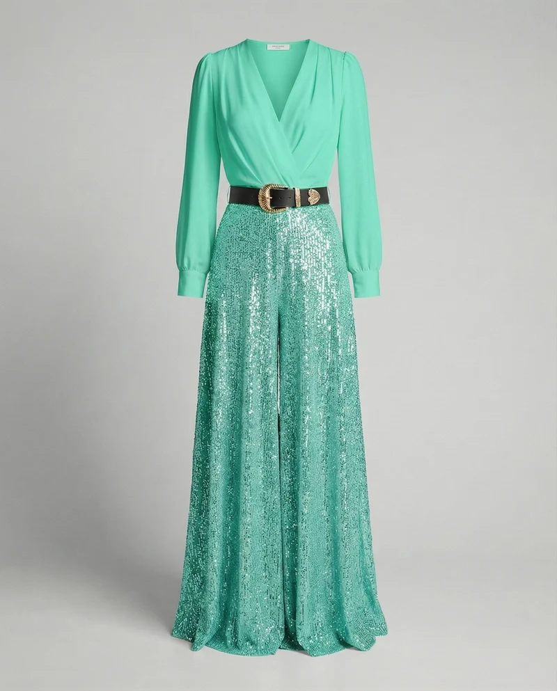 Elegante Pailletten MischgewNord Taschene Gala-Ensemble