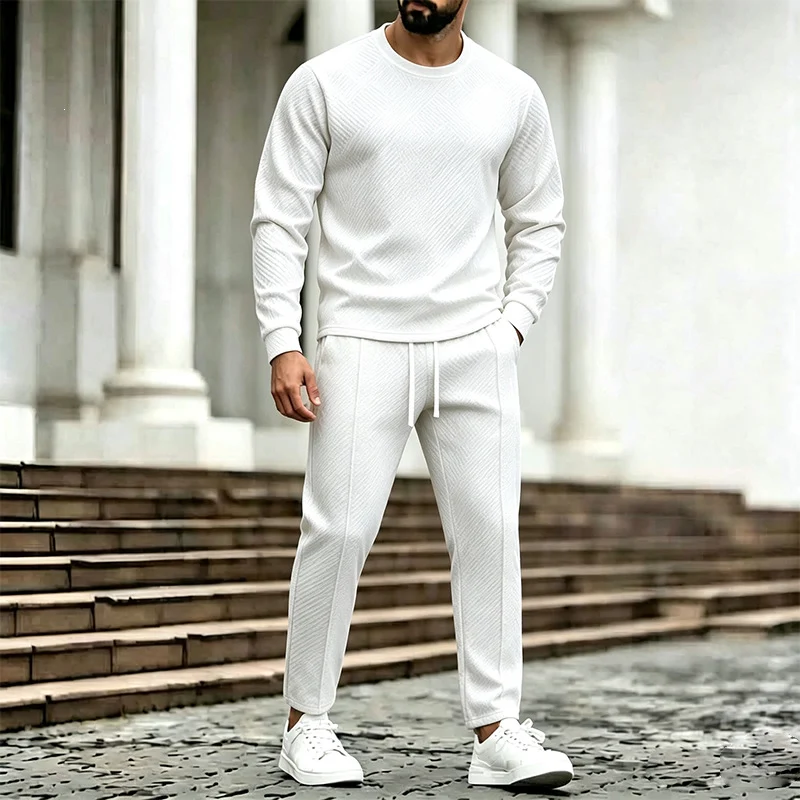 Herren Texturierter Lounge-Set aus Sweat mit Slim-Relax Jogginghose Nord Taschen