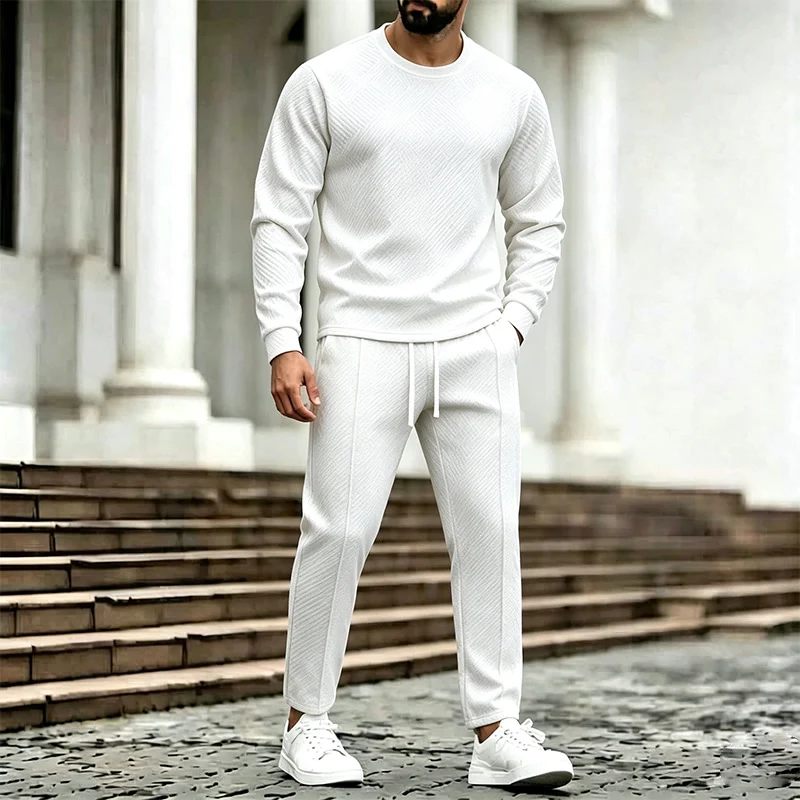 Herren Texturierter Lounge-Set aus Sweat mit Slim-Relax Jogginghose Nord Taschen