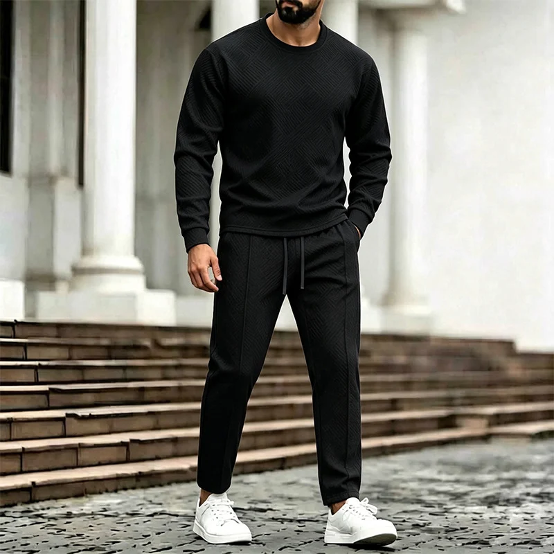 Herren Texturierter Lounge-Set aus Sweat mit Slim-Relax Jogginghose Nord Taschen