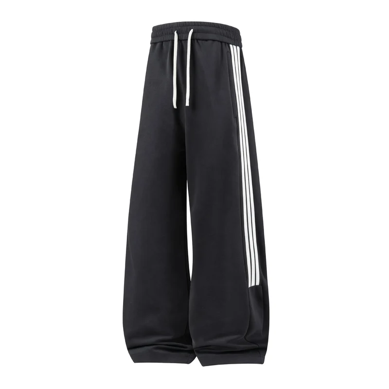 Damen Weite High-Waist Jogginghose mit markanten Seitenstreifen & Kordelzug Nord Taschen