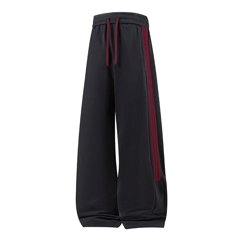 Damen Weite High-Waist Jogginghose mit markanten Seitenstreifen & Kordelzug Nord Taschen