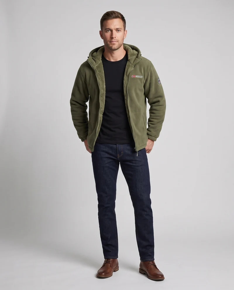 Herren Bequeme und Warme Fleecejacke Nord Taschen