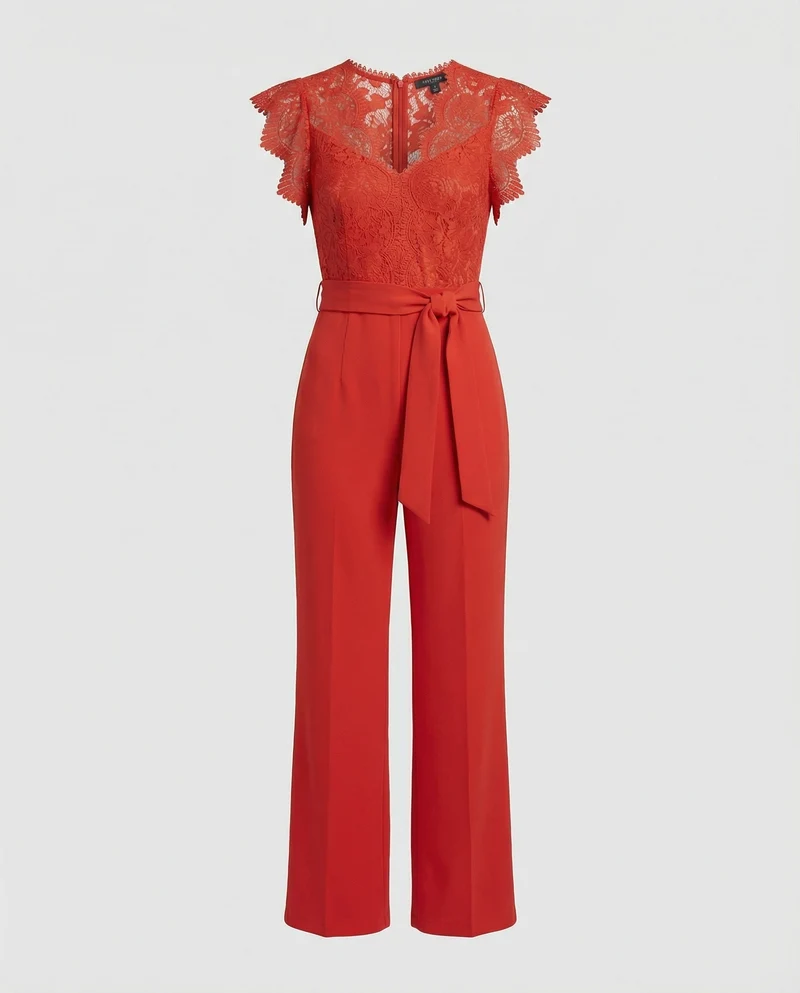Damen Jumpsuit Spitze elegant weit
