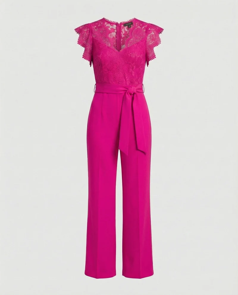 Damen Jumpsuit Spitze elegant weit
