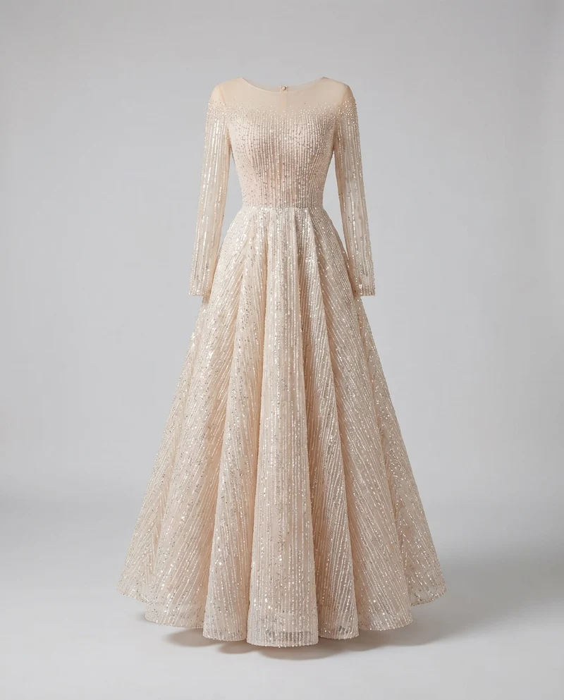 Damen Abend-Cocktailkleid Perlenstickerei Tüllrock Transparent