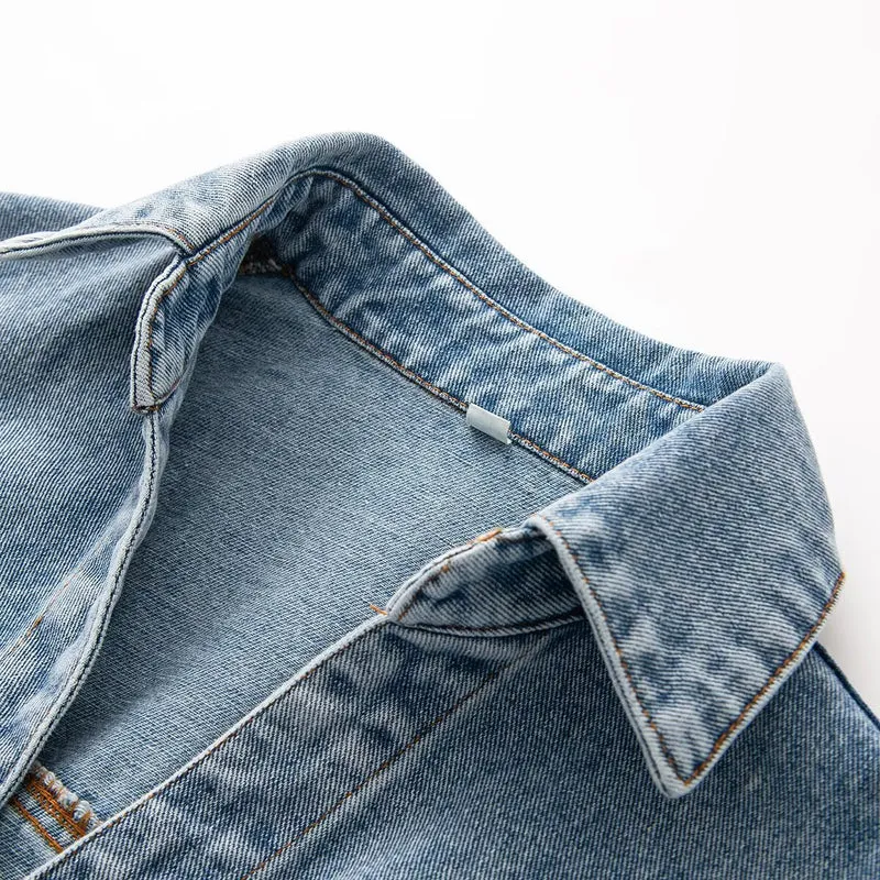 Damen Jeanskleid mit Taillengürtel, Hemdkragen und aufgesetzten Brusttaschen Nord Taschen