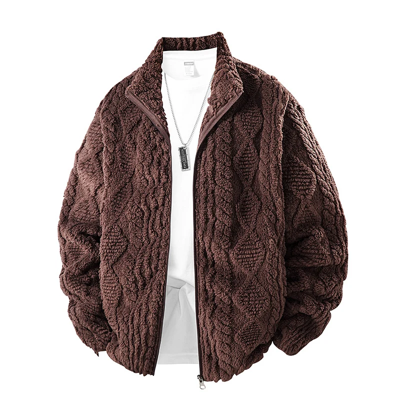 Herren Modische Fleecejacke mit hohem Kragen Nord Taschen