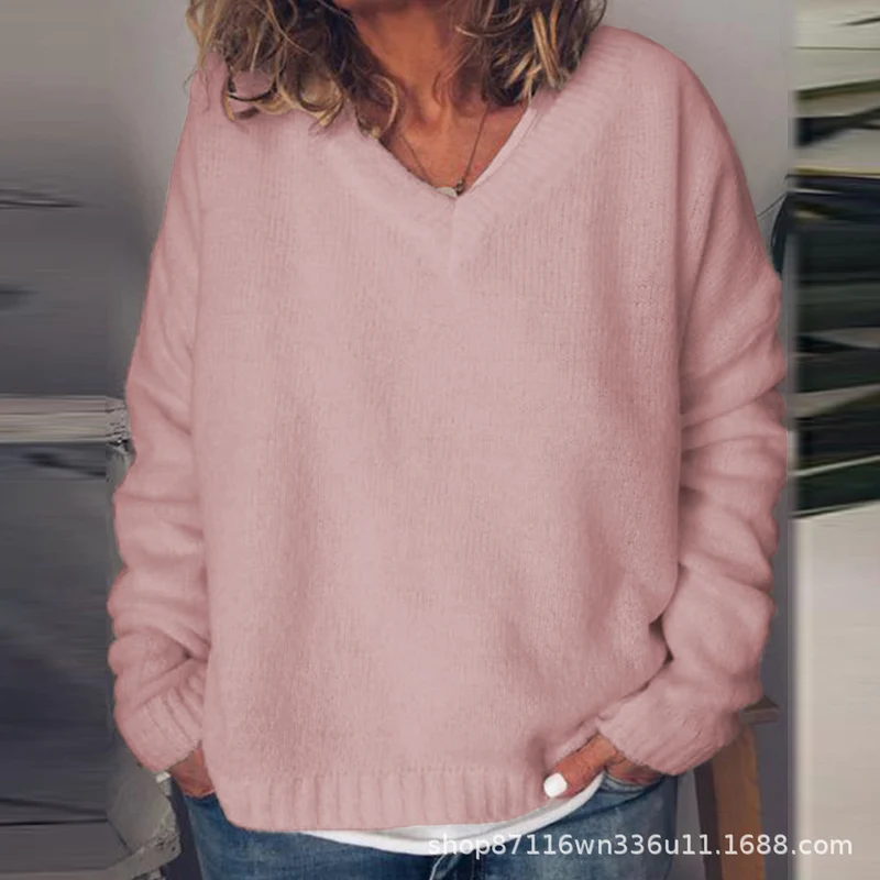 Damen V-Ausschnitt Pullover aus weichem Strick