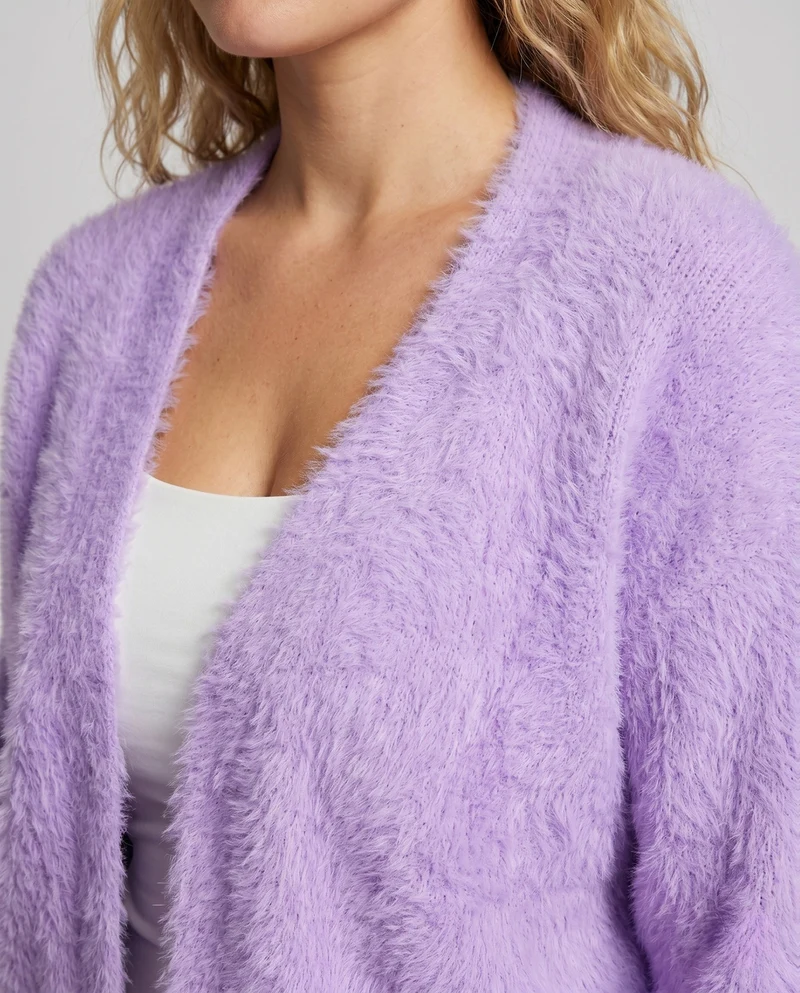 Damen Kuschelige Strickjacke mit weichem Fellbesatz - Arvani