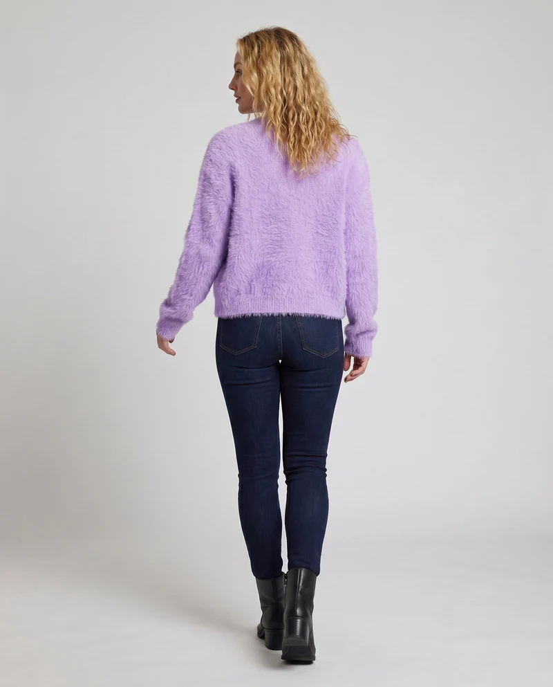 Damen Kuschelige Strickjacke mit weichem Fellbesatz - Arvani