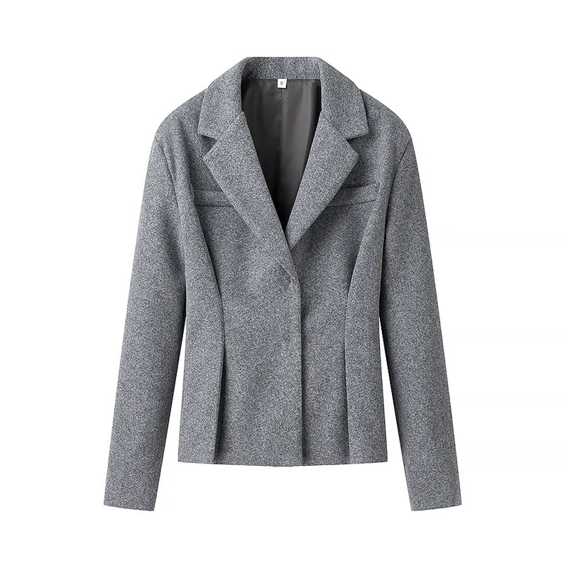 Damen Elegantes zweiteiliges Wollmix-Blazer- und Midirock-Set mit ausgestelltem Midirock Nord Taschen