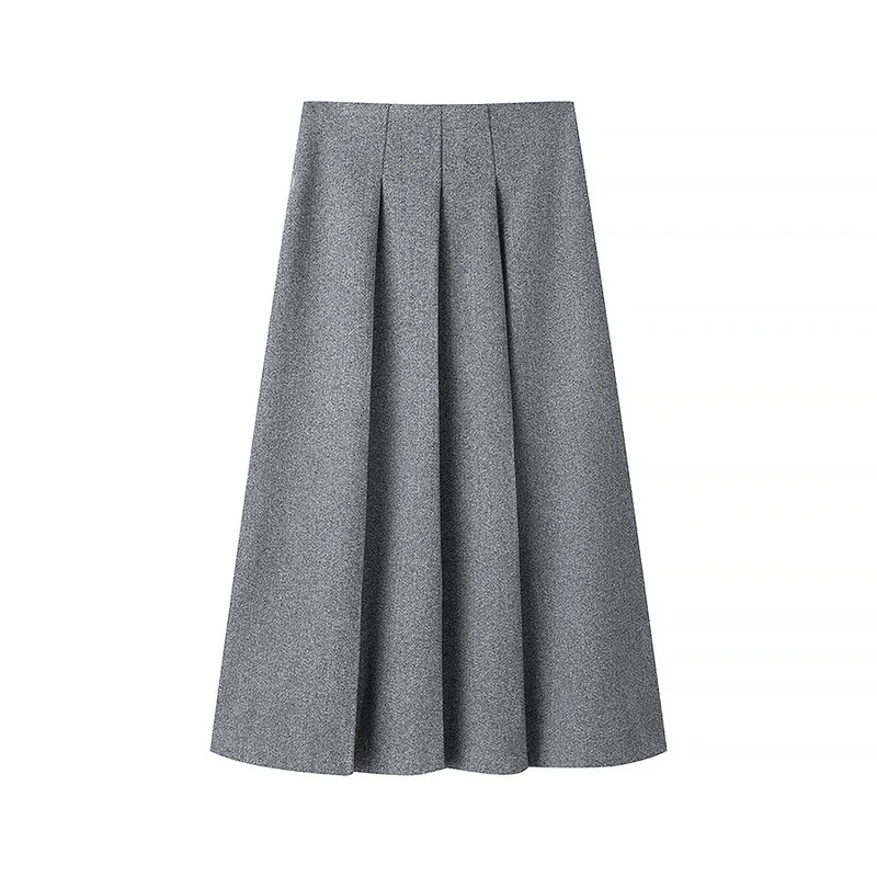 Damen Elegantes zweiteiliges Wollmix-Blazer- und Midirock-Set mit ausgestelltem Midirock Nord Taschen