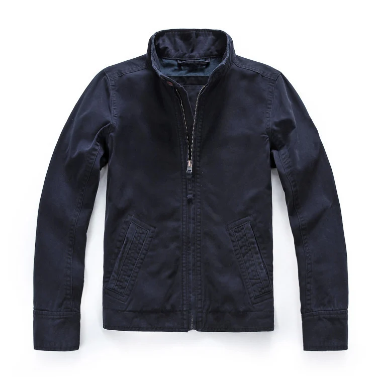 Herren leichte Baumwoll-Twill Feldjacke mit Stehkragen und Reißverschluss Nord Taschen