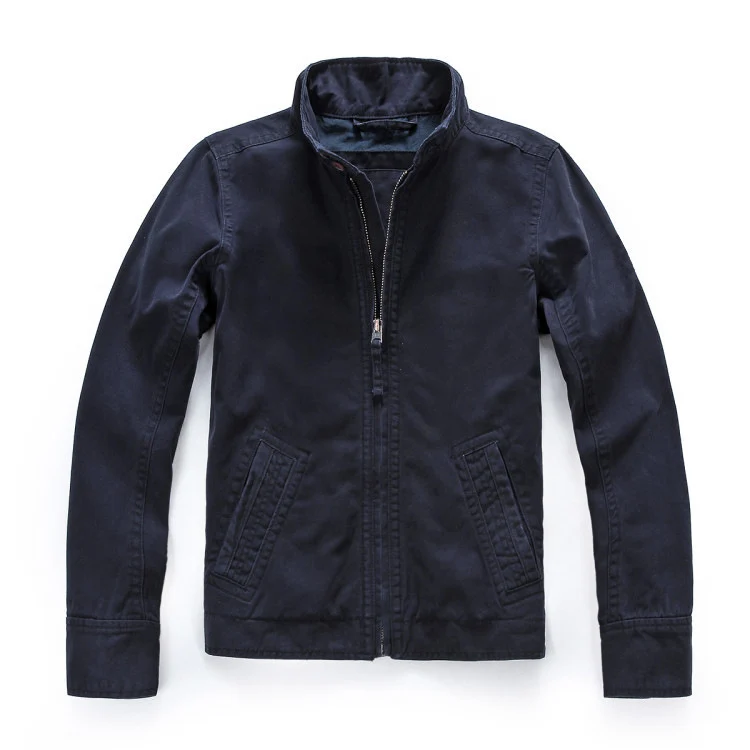 Herren leichte Baumwoll-Twill Feldjacke mit Stehkragen und Reißverschluss Nord Taschen