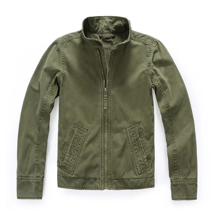 Herren leichte Baumwoll-Twill Feldjacke mit Stehkragen und Reißverschluss Nord Taschen