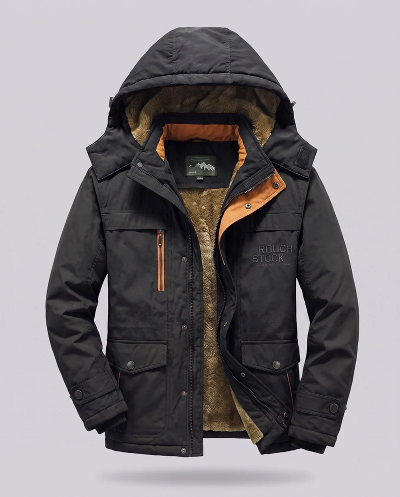 Herren Arctic-Comfort Parka mit voll gefüttertem Kunstfell und multifunktionalen Taschen Nord Taschen