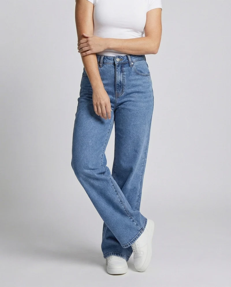 Damen Klassische Wide-Leg Denim Wide-Leg-Jeans