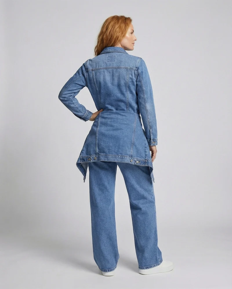 Damen Klassische Wide-Leg Denim Wide-Leg-Jeans