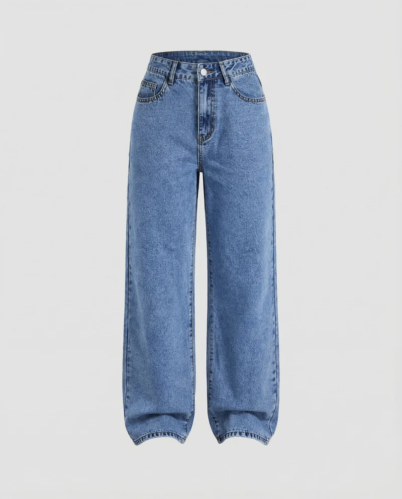 Damen Klassische Wide-Leg Denim Wide-Leg-Jeans