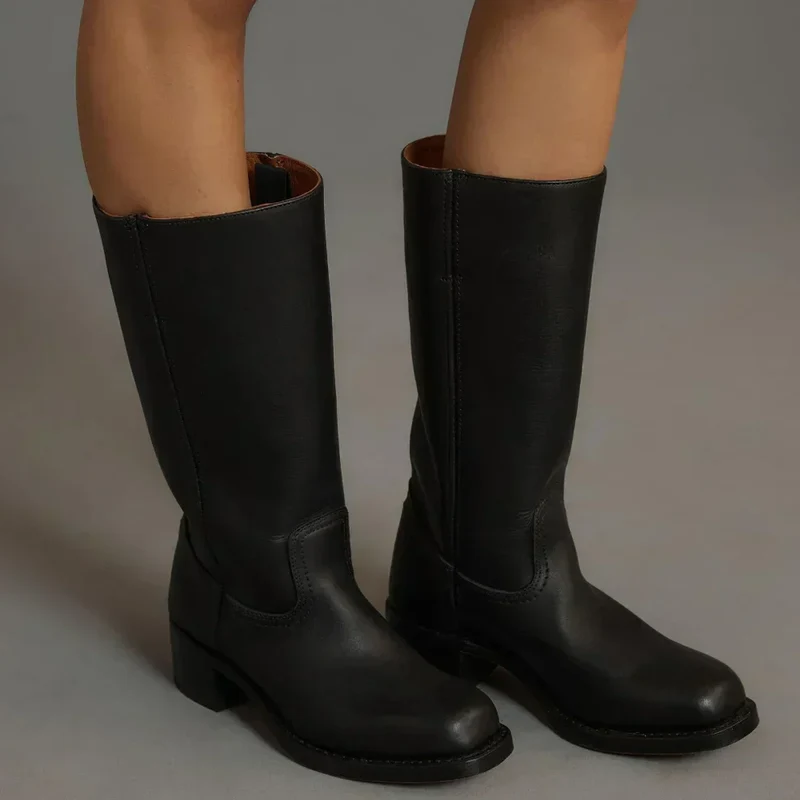 Klassische Damenstiefel Mit Blockabsatz Für Damen - Arvani