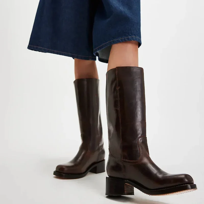 Klassische Damenstiefel Mit Blockabsatz Für Damen - Arvani