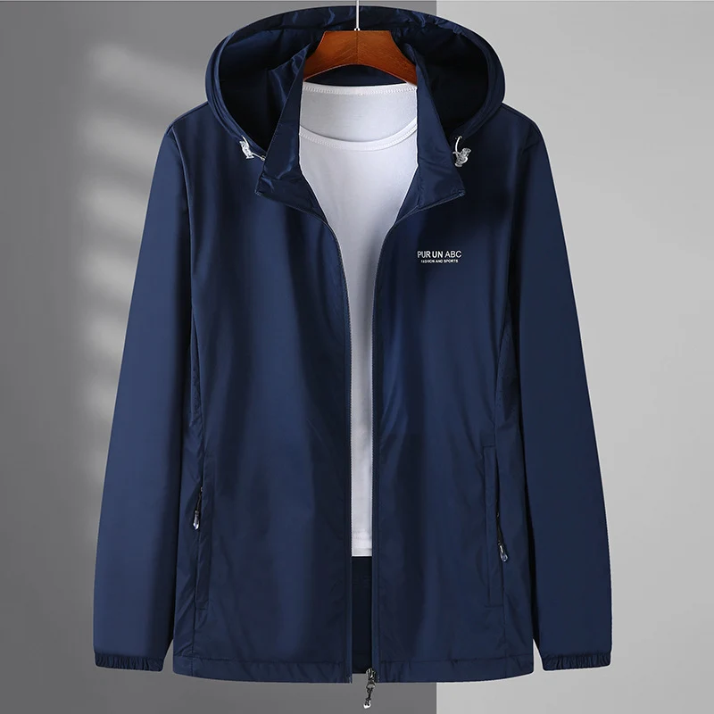Herren Leichte wasserabweisende Kapuzen-Outdoorjacke mit durchgehendem Reißverschluss und atmungsaktivem Innenfutter Nord Taschen