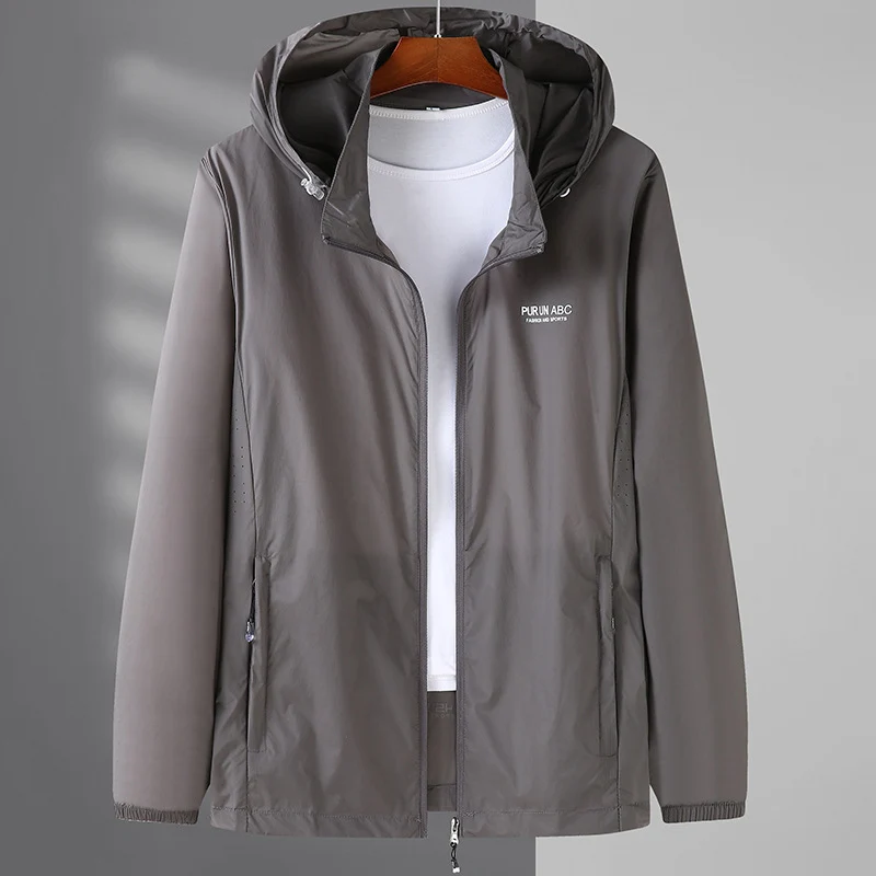 Herren Leichte wasserabweisende Kapuzen-Outdoorjacke mit durchgehendem Reißverschluss und atmungsaktivem Innenfutter Nord Taschen