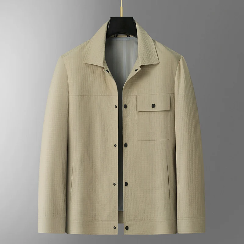 Herren Leichte strukturierte Overshirt-Jacke mit Druckknopfverschluss und Brusttasche Nord Taschen