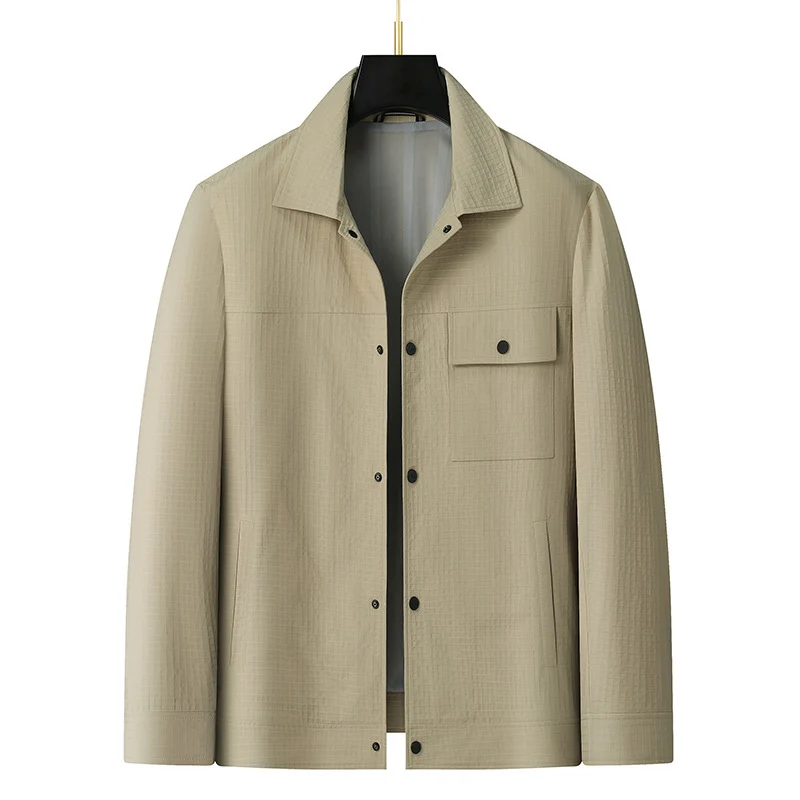 Herren Leichte strukturierte Overshirt-Jacke mit Druckknopfverschluss und Brusttasche Nord Taschen