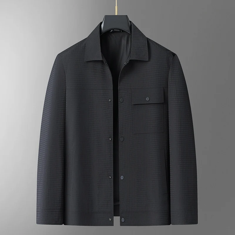 Herren Leichte strukturierte Overshirt-Jacke mit Druckknopfverschluss und Brusttasche Nord Taschen
