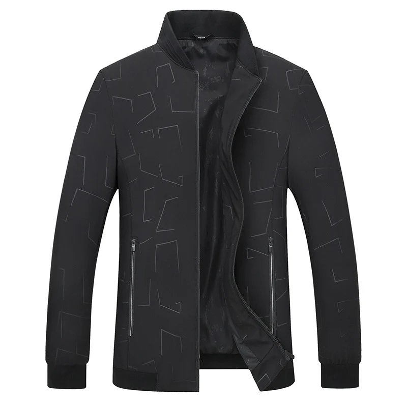 Herren Leichte Bomberjacke mit geometrischem Print, wasserabweisender Oberfläche und Rippbündchen Nord Taschen