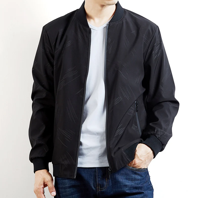 Herren Leichte Bomberjacke mit dezentem Strukturprint, windabweisend und Reißverschluss Nord Taschen