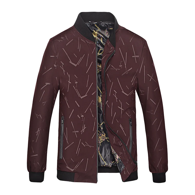 Herren Leichte Bomberjacke mit Allover-Linienmuster, glänzendem Druckfutter und Reißverschlusstaschen Nord Taschen
