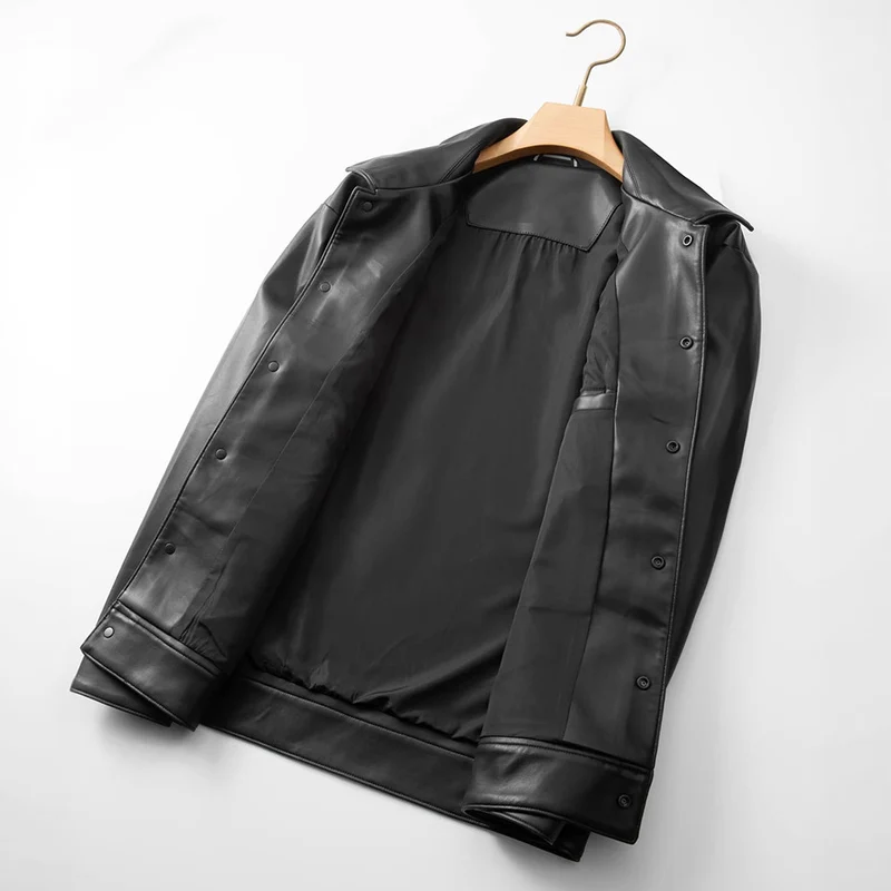 Herren Lederimitat Overshirt-Jacke mit Utility-Brusttasche und Druckknopfleiste Nord Taschen