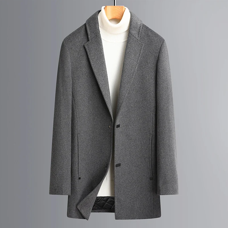 Herren Kurzmantel aus hochwertigem Wollmix mit dezentem Innenbesatz und schlanker Passform Nord Taschen