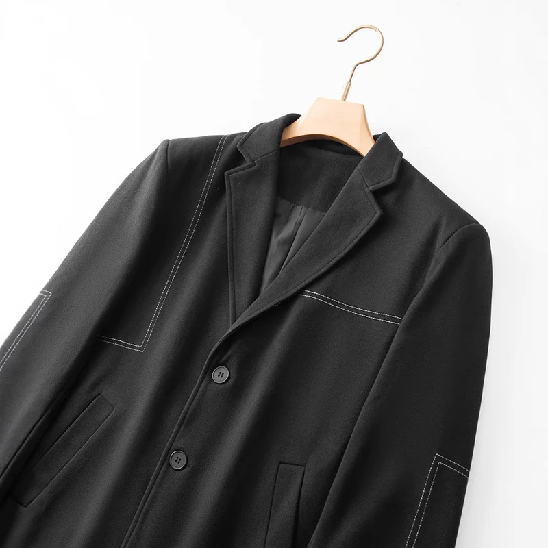 Herren Kurzer Wollmix-Übermantel im Sakko-Stil mit kontrastierenden Ziernähten Nord Taschen
