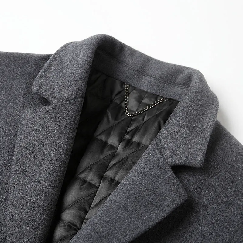 Herren Klassischer Wollmix-Mantel mit gesteppter Thermofütterung und schlanker Silhouette Nord Taschen