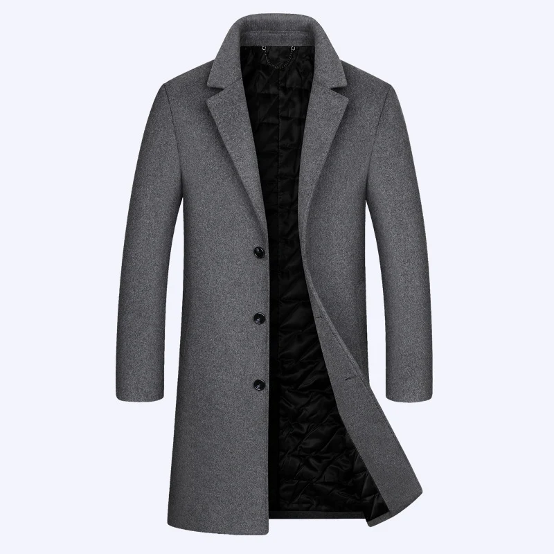 Herren Klassischer Wollmix-Mantel mit gesteppter Thermofütterung und schlanker Silhouette Nord Taschen
