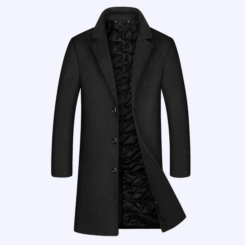 Herren Klassischer Wollmix-Mantel mit gesteppter Thermofütterung und schlanker Silhouette Nord Taschen