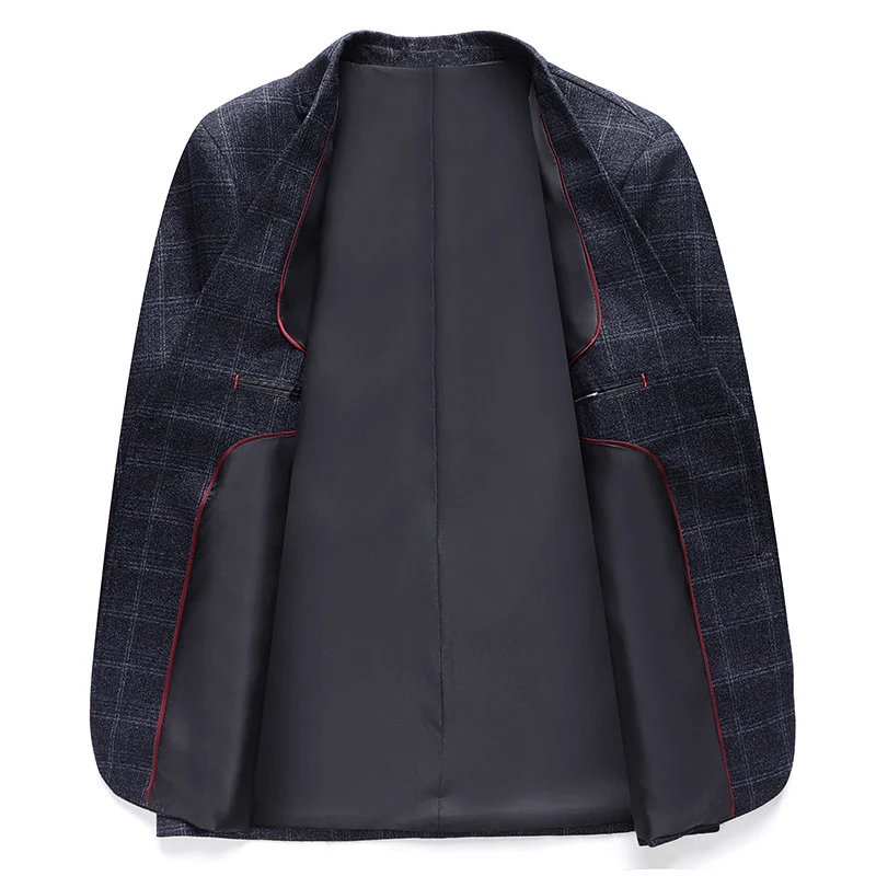 Herren Karierter Business-Blazer aus Wollmix mit leichtem Stretch und aufgesetzten Taschen Nord Taschen