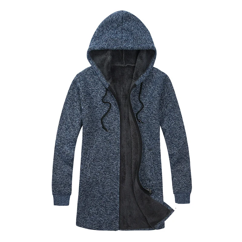 Herren Kapuzen-Strickmantel mit weichem Teddyfutter und offenem Schnitt Nord Taschen