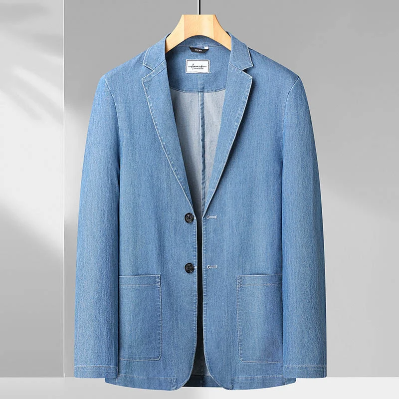 Herren Jeansblazer im Casual‑eleganten Stil mit Reverskragen und aufgesetzten Taschen Nord Taschen