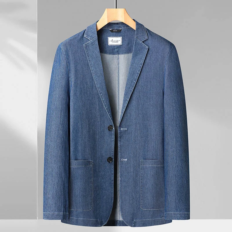 Herren Jeansblazer im Casual‑eleganten Stil mit Reverskragen und aufgesetzten Taschen Nord Taschen