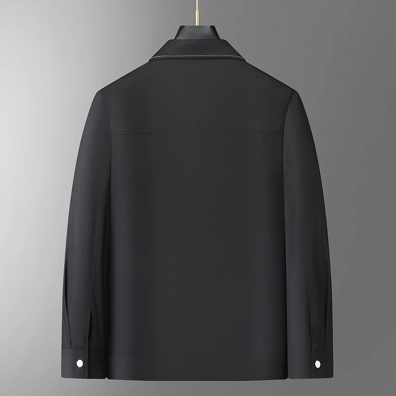Herren Glattes Kunstleder-Overshirt mit Hemdkragen und Druckknopfverschluss Nord Taschen