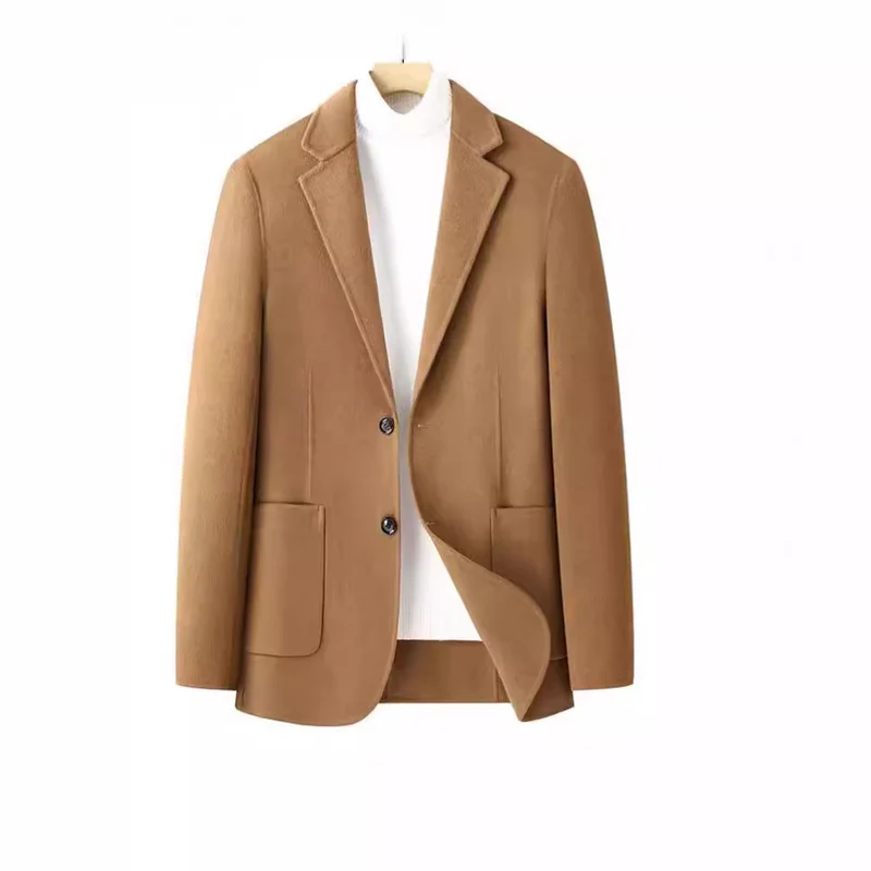 Herren Fischgrät-Wollblazer mit Reverskragen und aufgesetzten Taschen Nord Taschen