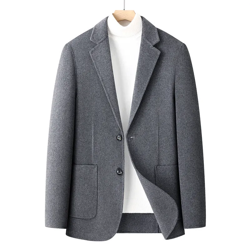 Herren Fischgrät-Wollblazer mit Reverskragen und aufgesetzten Taschen Nord Taschen