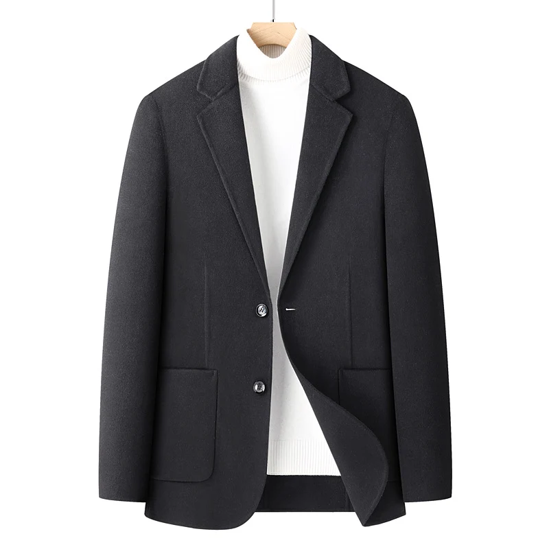 Herren Fischgrät-Wollblazer mit Reverskragen und aufgesetzten Taschen Nord Taschen